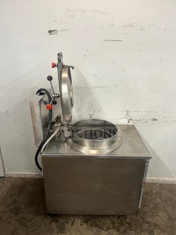 BKI FKM-F 24 inch electric pressure fryer, manual control, large volume, stainless steel, used condition.