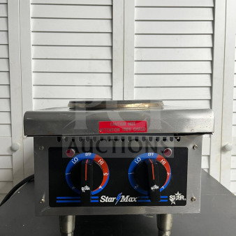 Starmax 602HF Star-Max® 12" electric hot plate, dual controls, stainless steel, caution label, excellent condition.