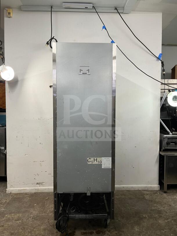 ATOSA MBF8505GR 27" stainless steel reach-in refrigerator, 19.1 cu ft capacity, Energy Star, visible rear motor, used condition.