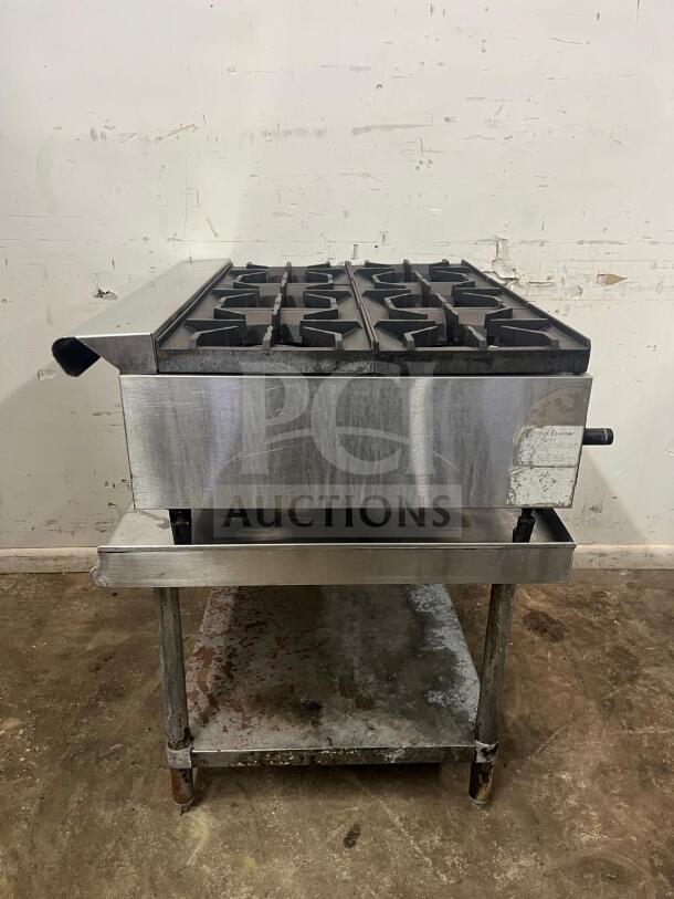 AMERICAN RANGE ARHP-36-6 thermostatic griddle, 36" wide, 6 burners, heavy-duty, 3/4" thick hot plate, fair condition.