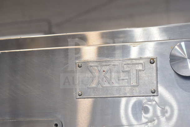 XLT XLT3240-TS conveyor pizza oven, stainless steel, 100,000 BTU, commercial casters, visible brand plate.