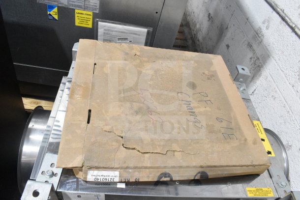 CaptiveAire SIF11DD-SS Power Ventilator, 115V, 1 Phase, in original packaging with visible wear and shipping labels.