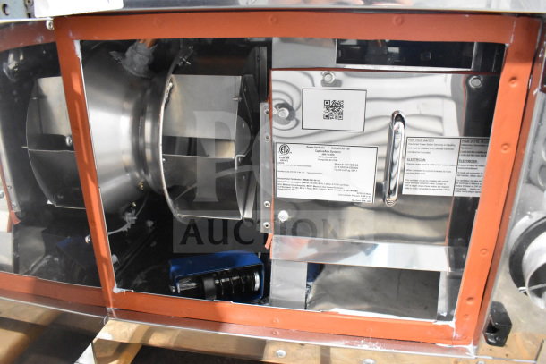 CaptiveAire SIF11DD-SS Power Ventilator, new condition, 115V, 1 Phase, visible model label and safety instructions.