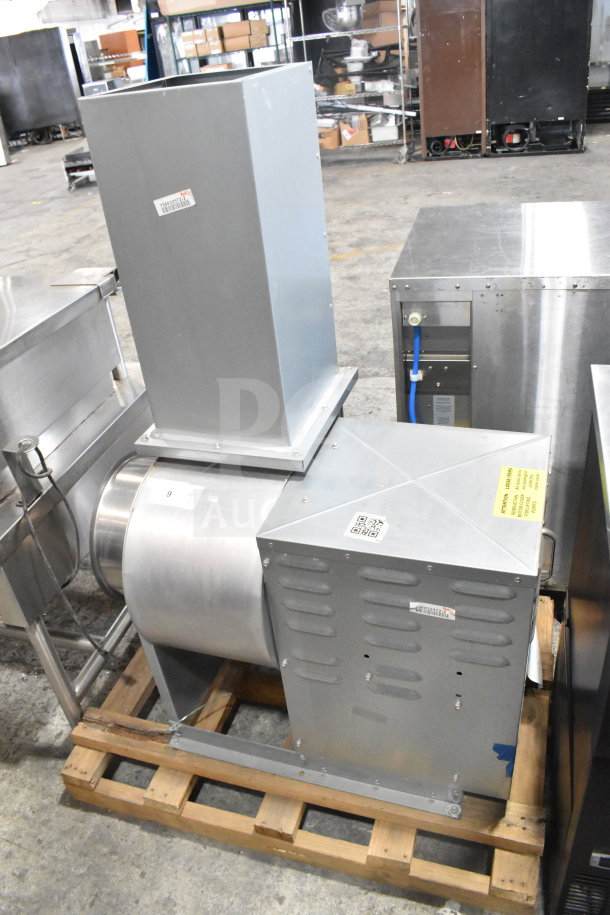 CaptiveAire USBI11DD-RM Power Ventilator, 277V, 1 Phase, in good condition, metal construction, mounted on a pallet.