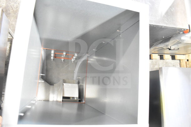 CaptiveAire USBI11DD-RM Power Ventilator, 277V, 1 Phase, shown in metallic finish, interior view, new condition.