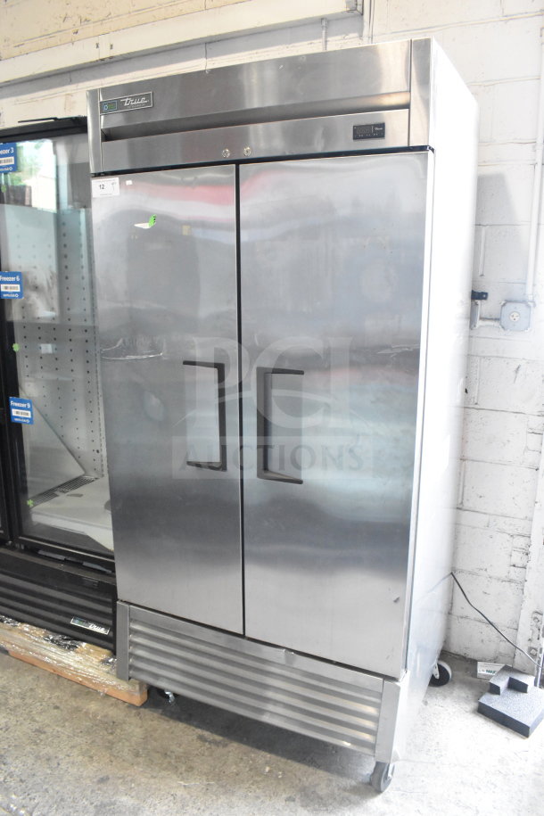 2018 True T-35-HC commercial 2-door reach-in cooler, stainless steel, on casters, 115V, 1 phase, excellent condition.