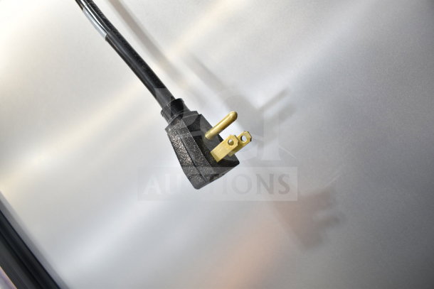 Electrical plug of a 2021 True T-35-HC Commercial 2 Door Reach In Cooler, 115 volts, 1 phase.
