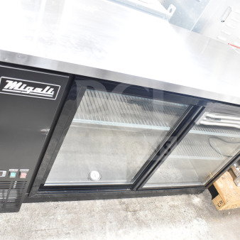 Migali C-BB60SG-HC 2 Door Back Bar Cooler Merchandiser, 115V, 1 Phase, glass doors, black exterior, new condition.