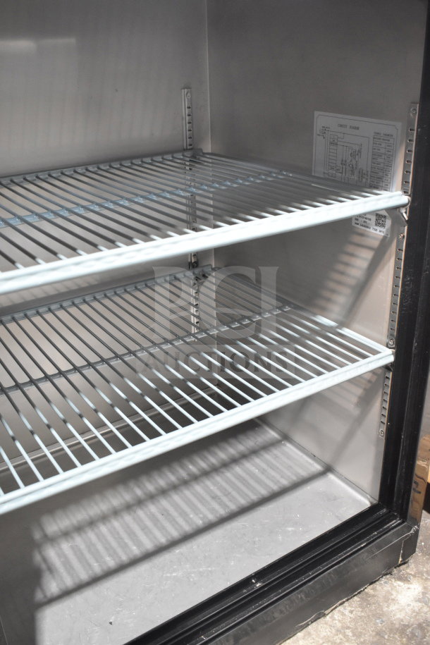 2024 Migali C-BB60SG-HC Back Bar Cooler with 2 Glass Doors; 115 Volts, 1 Phase; Interior shelving; Excellent condition.