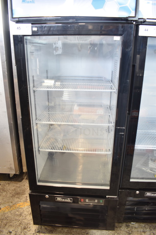 Brand new 2018 Migali C-10RM-HC commercial single door cooler on commercial casters, 115 volts, 1 phase, with tags.