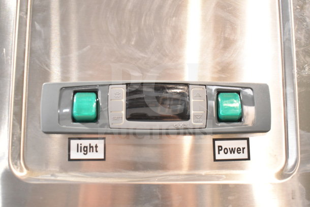Migali LL-2RG control panel with light and power buttons, digital display, and temperature settings, suitable for commercial use.