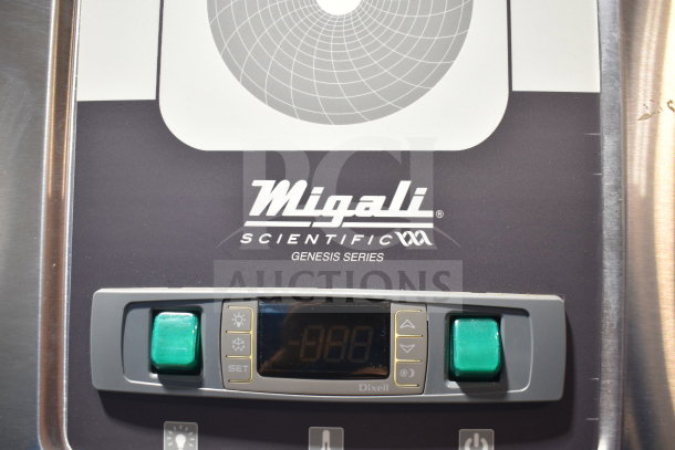 Migali Genesis Series control panel on the G-2RG-HC cooler, featuring digital display and labeled buttons.
