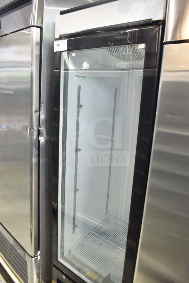 Migali C-12RG 2-door reach-in cooler, brand new with minor dents. 115V, 1 phase, glass display door, commercial use.