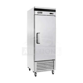 Migali C-1FB-HC commercial single door freezer, stainless steel, scratch and dent, 115V, 1 phase, 2019 model.