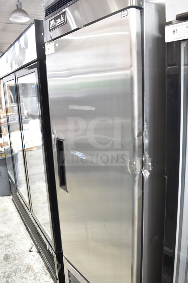 Migali C-1FB-HC commercial single door freezer, 115V, 1 phase, stainless steel, brand new with scratches and dents.