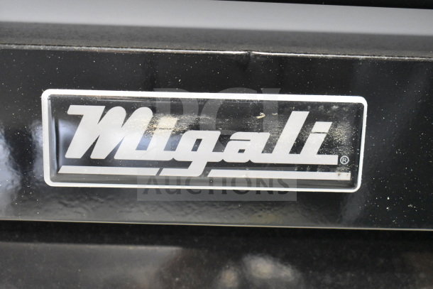 Migali logo on the C-72FM-HC commercial 3 door reach-in freezer. Brand new, scratch and dent condition.