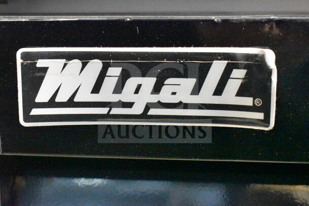 Logo of Migali on the BRAND NEW SCRATCH AND DENT 2022 Migali C-49FM-HCe Commercial Freezer. Serial: C-49FM-HCe003220921092C0016.