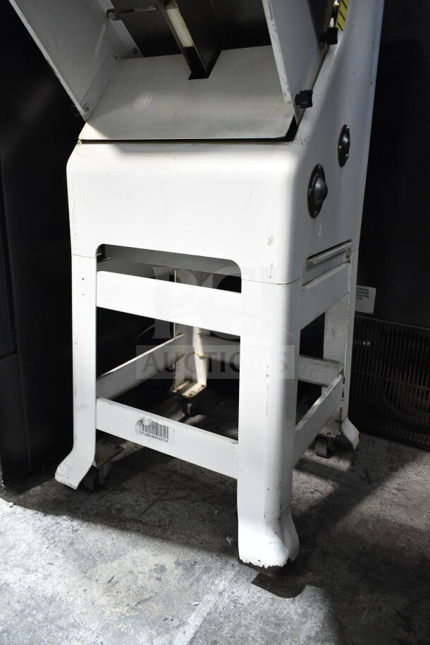 Oliver 797-32NC commercial bread loaf slicer, floor style, with Pro Guard Artisan Bread Safety Chute, minor wear, 115V, 1 phase.
