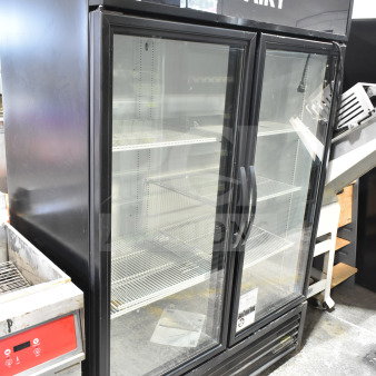 2019 True GDM-49-HC commercial cooler, 2 glass doors, 115 volts, "DAIRY" signage, excellent condition.