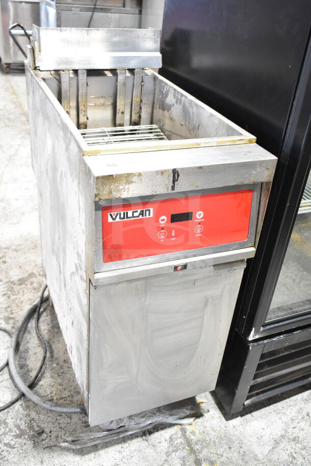 Vulcan 1ERD50 commercial electric deep fryer, 480V, 3-phase. Display panel, stainless steel, used condition.