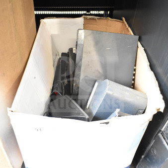 Box containing 15 mixed electronics, including Night Owl DVR, Lorex HD Recorder, Zmodo, Speco DVR, and AudioSource AMP100.