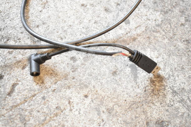 Bundle of 15 electronics including Night Owl DVR, Lorex HD Recorder; shown: tangled black cable with USB connector.