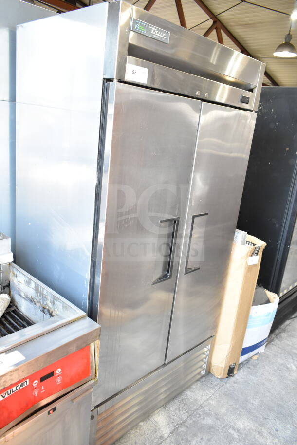 2017 True T-35-HC Commercial 2 Door Reach-In Cooler, stainless steel, 115 volts, visible label, excellent condition.