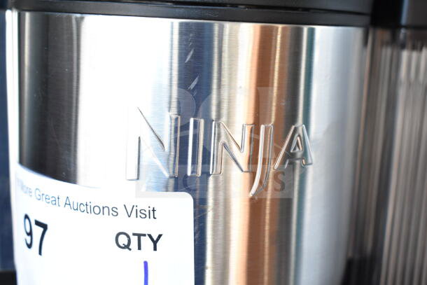 Ninja CE451 countertop coffee machine in stainless steel, featuring the embossed Ninja logo. Auction label visible.