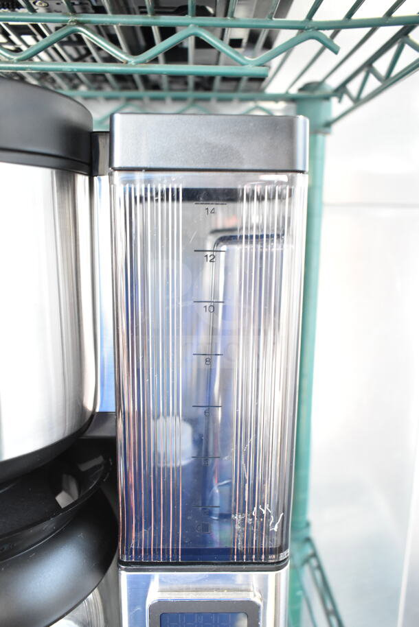 Ninja CE451 countertop coffee machine, clear water reservoir marked up to 14 cups, black and silver finish, 120 volts, 1 phase.