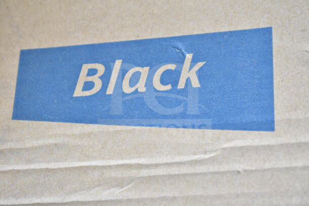 Alt text: "Lavex 475SP40BK 40-inch black free-standing smoker pole and base in brand new condition with scratch and dent noted."