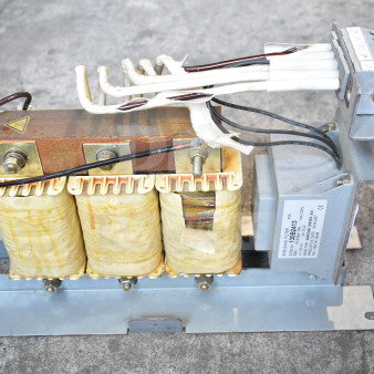 Danfoss 130B2413 Sine Wave Filter, used condition, visible connectors and label with model details, metal and coil components.