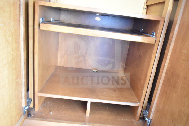 Wood Pattern 2 Door Cabinet, features spacious shelves, well-maintained condition, and durable wood construction.
