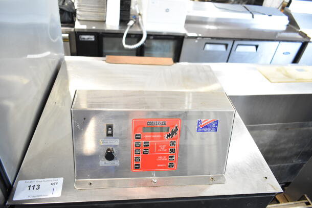 CookShack 250 Commercial Electric Smoker Cabinet, 208 Volts. Stainless steel, visible control panel, used condition.