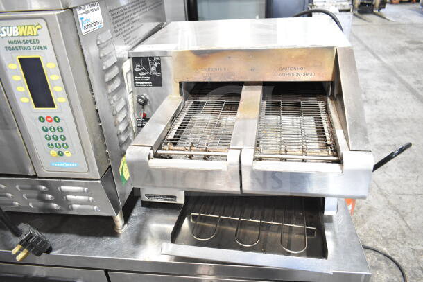 Hatco ITQ-1750-2C commercial toaster with dual conveyors, 2 2/9" openings, 208 volts, 1 phase, good used condition.