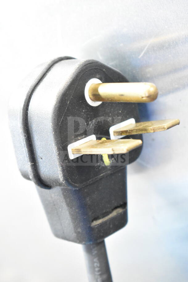 Close-up of a power plug for Hatco ITQ-1750-2C conveyor toaster, 208 volts, 1 phase.