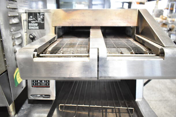 Hatco ITQ-1750-2C commercial conveyor toaster, 1800 slices/hr, 2 2/9" opening, 208V, 1 phase; visible control buttons.