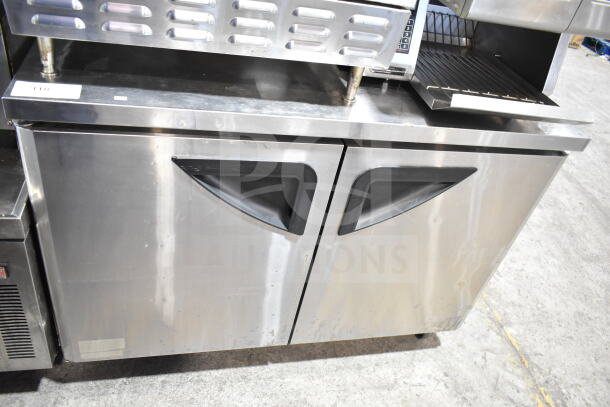 Turbo Air TWR-48SD commercial 2-door undercounter cooler with casters, stainless steel, 115V, 1 phase, good condition.