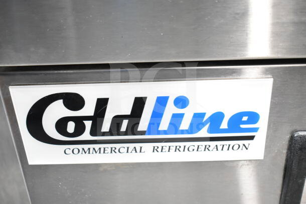 2025 Coldline CB36 Commercial Chef Base, stainless steel, 2 drawers, 115V, 1 Phase, logo visible, excellent condition.