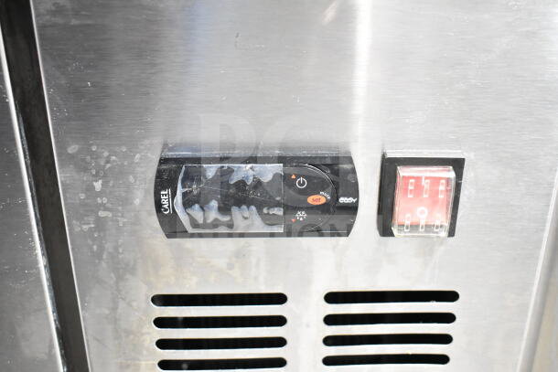 2025 Coldline CB36 Chef Base control panel. Includes temperature display and control buttons. Stainless steel surface.