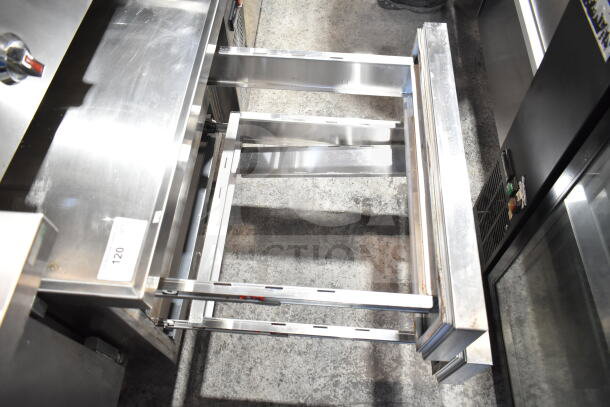2025 Coldline CB36 Commercial Chef Base, 2 drawers, stainless steel, 115 volts, shown with drawer open, clean condition.
