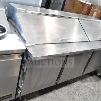Beverage Air SP72-30M sandwich prep table, stainless steel, triple door, excellent condition, 115V, 1 Phase.