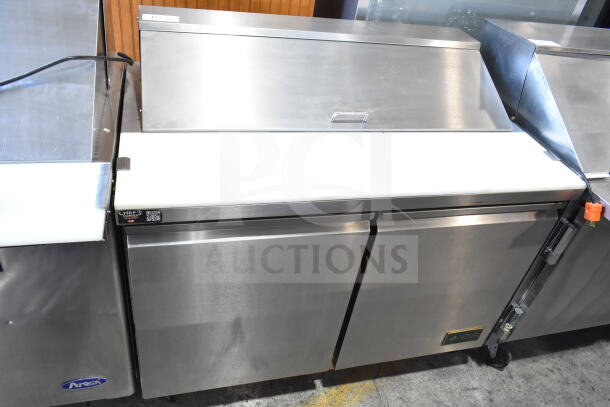 Entree S48-SI-HC commercial sandwich salad prep table, stainless steel, bain marie mega top, 115V, 1 phase.