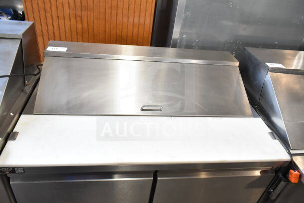 Entree S48-SI-HC commercial sandwich salad prep table, stainless steel, 115V, 1 phase, with cutting board surface.