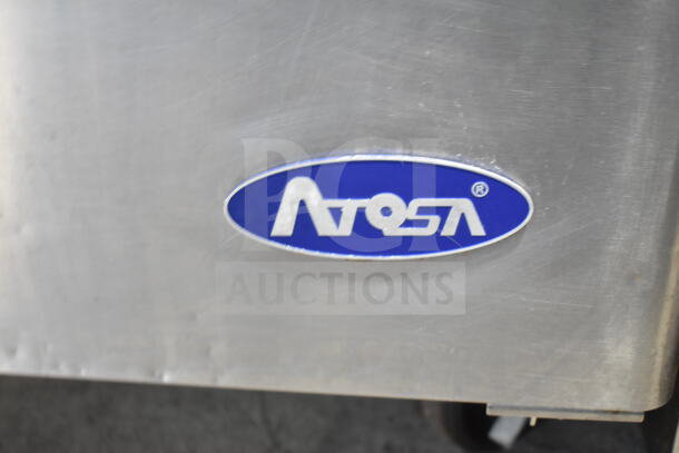 2020 Atosa MSF8308GR Sandwich Salad Prep Table with logo, stainless steel, 115V, 1 Phase, commercial use.