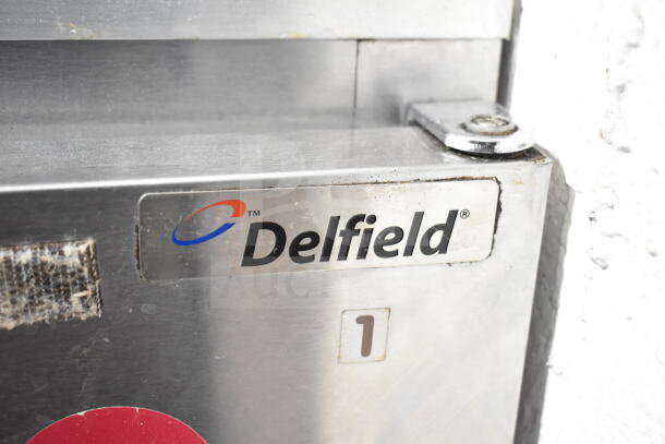 Delfield Commercial Single Door Undercounter Cooler, stainless steel, 115V, 1 Phase, Delfield logo visible.