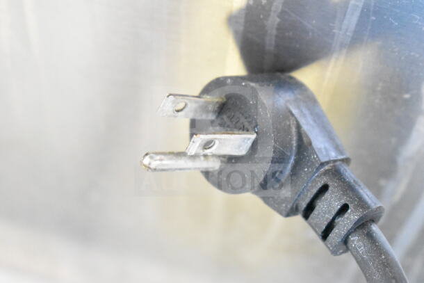 Close-up of a power plug for a Delfield Commercial Single Door Undercounter Cooler, 115 Volts, 1 Phase.