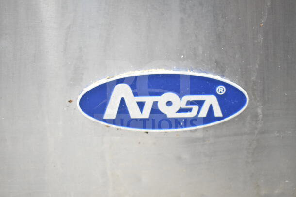 Atosa MSF8304GR logo on a commercial sandwich salad prep table, stainless steel, on casters, 115V, 1 phase.