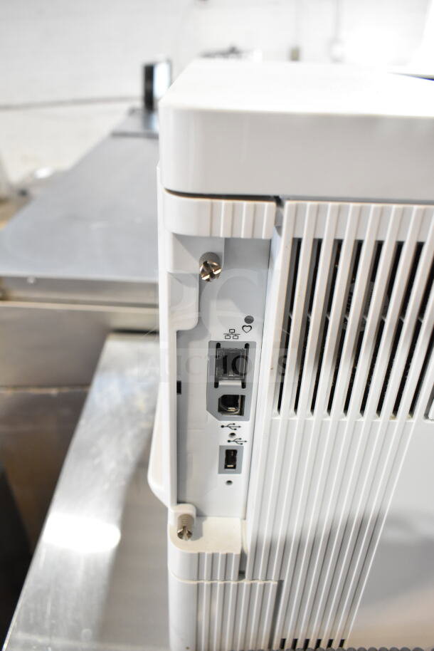 HP BOISB-1406-02 countertop printer, 100-127 volts, 1 phase, showing connection ports and vents, in good condition.