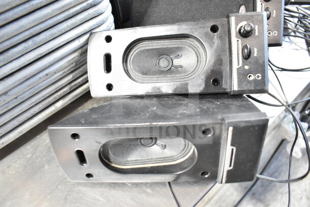 Aiwa CX-N2700U stereo system with 4 black speakers, showing power and volume controls. Good condition, 120V, 1 Phase.