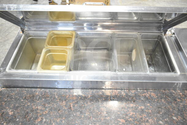 Cooltech Commercial Pizza Prep Table with stone cutting board, six drawers, stainless steel, 120 volts, 1 phase, clean condition.